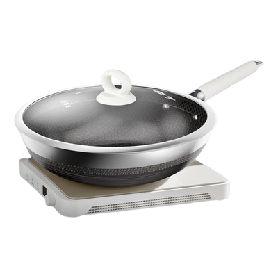 健康有钛浮雕316L不锈钢炒菜锅