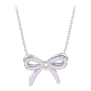 周大生S925纯银蝴蝶结项链女设计轻奢高级锁骨链生日礼物送女友