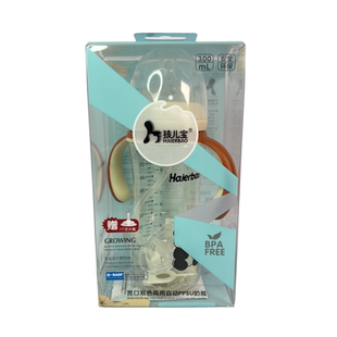 孩儿宝PPSU奶瓶宝宝宽口径两用防胀气送吸嘴两用奶瓶300毫升