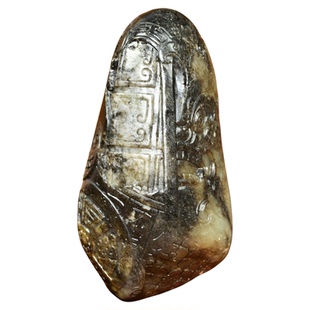 紫润轩新疆和田玉黑油皮籽料手把件独籽仿古龙凤呈祥锦灰堆摆件籽