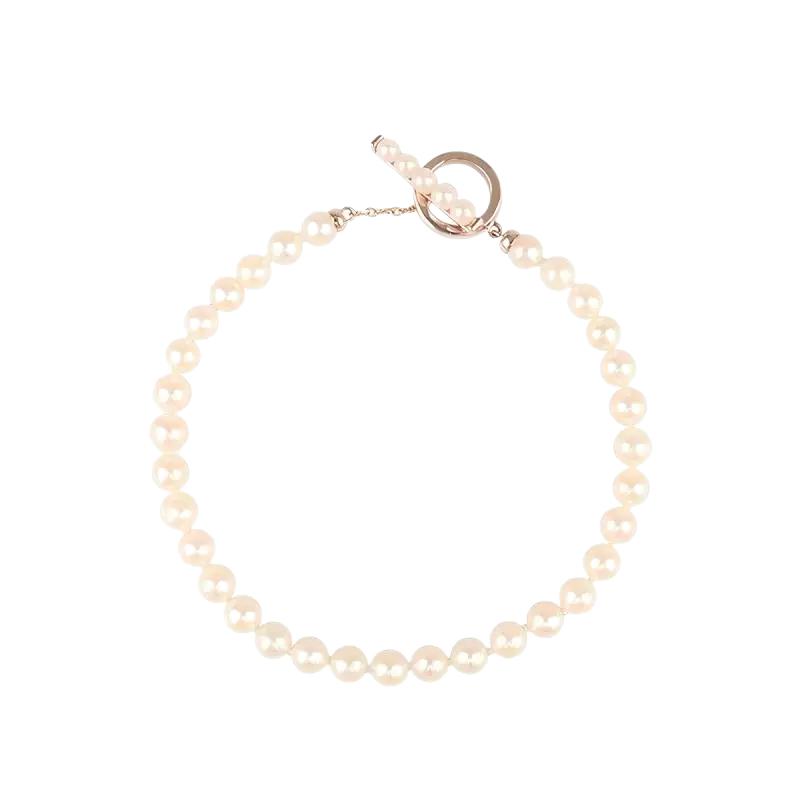 中古95「新」TASAKI(塔思琦)Petit海水珍珠串珠手链750樱花金17cm