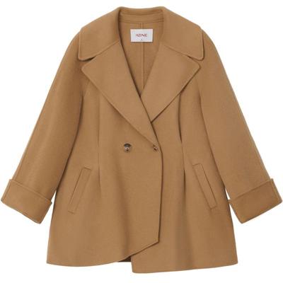 KBNE【商场同款】羊绒大衣女秋冬新款不规则下摆设计感双面呢外套