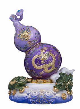 葫芦招财汉白玉石粉如意摆件