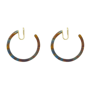 复古琥珀玳瑁色豹纹大圈耳环高级显脸小圈圈耳饰个性百搭素圈耳夹