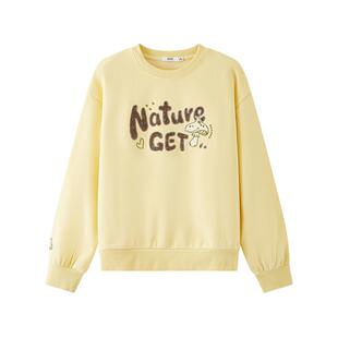 三福无帽卫衣女2025新款冬季蘑菇刺绣加绒内里宽松上衣女装510484