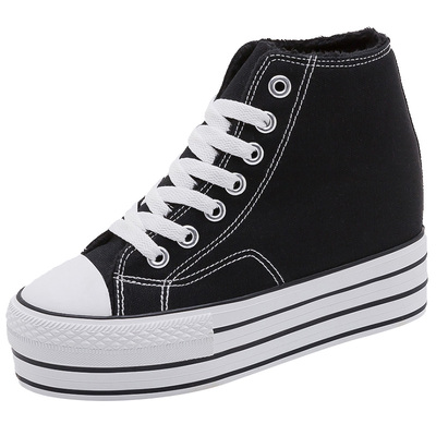 内增高帆布鞋2022春季高帮加绒