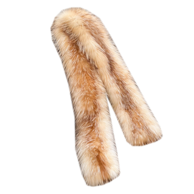 红狐天然原色手工编织长款围巾