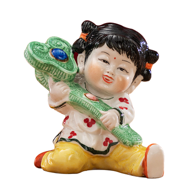 童子陶瓷人物家居装饰客厅简约