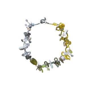 READY TO SWEAR 黄鸢尾 小众设计天然石拼色海边度假手工串珠项链