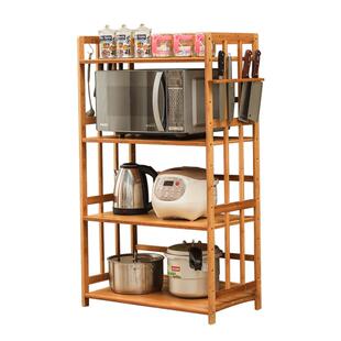 楠竹厨房置物架家用微波炉架烤箱收纳置物架现代简约多层落地架子