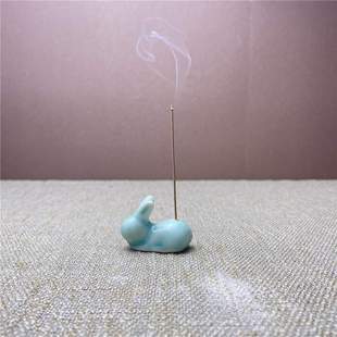 宠摆件茶插陶瓷香陶瓷香炉 碧玉绿呆萌兔子家用插线香