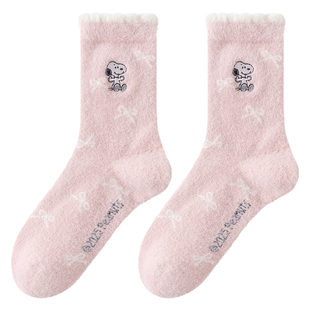 卡拉美拉史努比联名秋冬新款中筒袜礼盒款送礼保暖加厚可爱睡眠袜