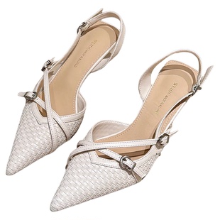 法式气质尖头细跟高跟包头凉鞋女2026新款夏外穿配裙子后绊带单鞋