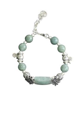 足银999翡翠A货圆珠手链女复古小众文艺国风新中式2025年手环饰品