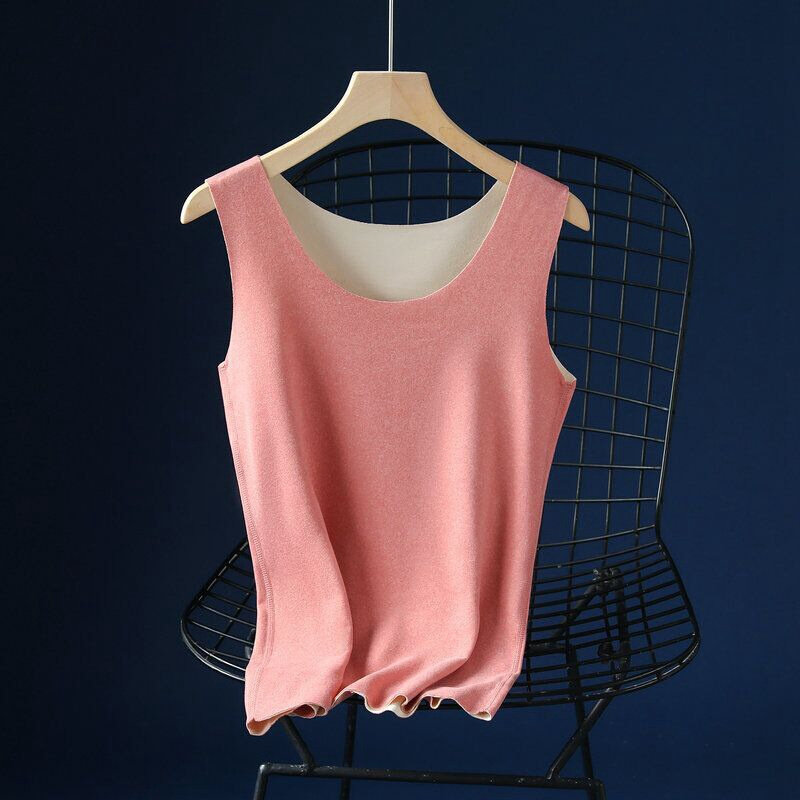 速发AB面无痕德绒背心保暖内衣女加厚加绒德秋冬季上衣打底衫秋衣