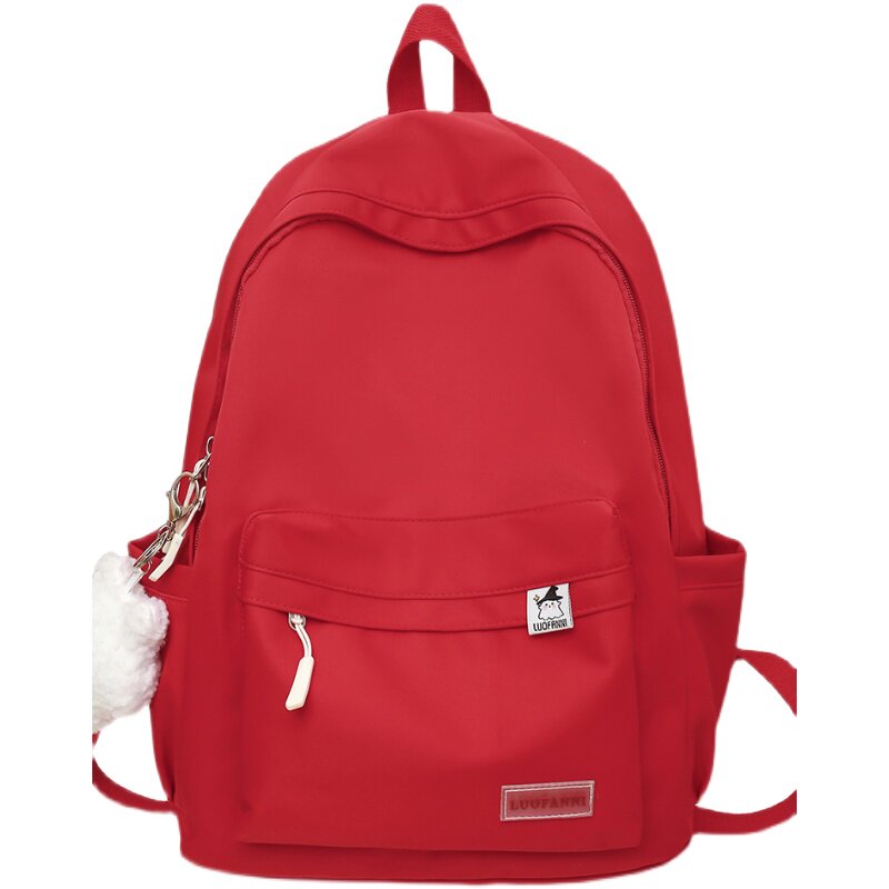 无印纯色书包女生大学生简约双肩包高中生日系百搭高颜值登山背包