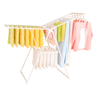 SHESHOME晾衣架落地折叠多功能家用室内不锈钢衣架阳台婴儿晒衣架