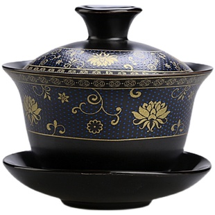 特价紫砂功夫单盖碗茶杯大号茶备青花瓷泡茶碗白瓷三才茶具配件单