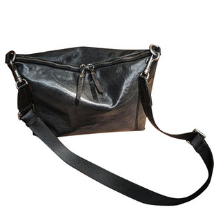 一包两型!设计师新款男士真皮单肩斜挎包植鞣牛皮通勤男包饺子包