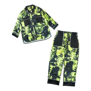 长袖睡衣夏季男女款冰丝开襟衫薄宽松潮流个性可外穿家居服套装男