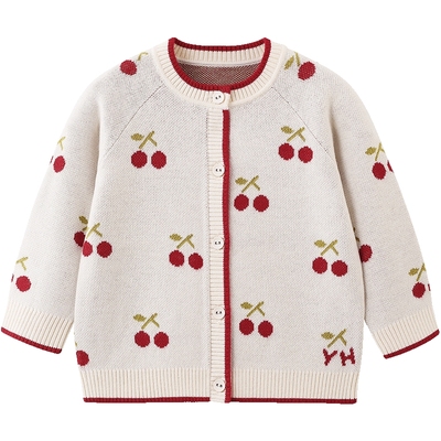 英氏开衫外套女宝羊毛衫冬季毛衣