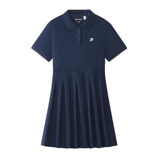 FILA FUSION斐乐潮牌针织连衣裙26秋季新款女子休闲基础POLO裙