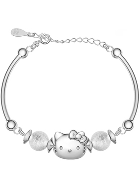 HelloKitty凯蒂猫儿童女孩女童纯银手链初中生小学生手镯生日礼物