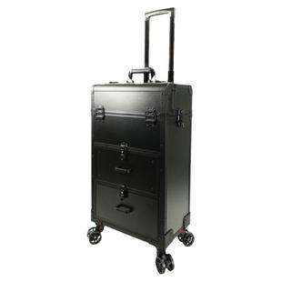 妆百纳轻奢铝合金大号拉杆化妆箱专业跟妆师美甲发纹绣收纳工具箱