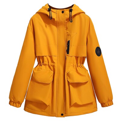 南瓜橘色收腰工装派克羽绒服内胆