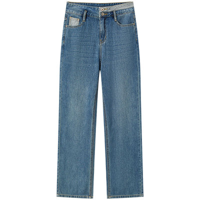 森马牛仔裤女春季高腰阔腿裤百搭