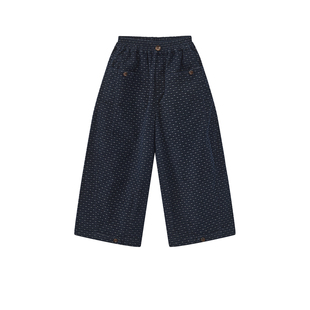 OLAMIMI儿童亲子2026春星点纹灯芯绒分割脚口扣袢设计弯刀裤