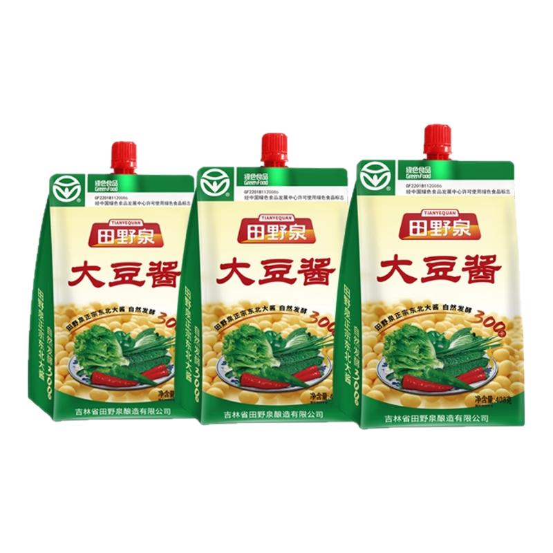 田野泉大豆醬408g袋擰嘴傳統(tǒng)東北農(nóng)家豆瓣醬香濃郁蘸菜飯包雞蛋醬