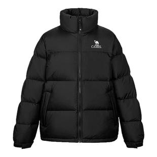 骆驼黑色羽绒服女冬季户外2025情侣款加厚保暖抗寒连帽面包服外套