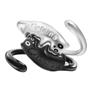 DOACH 早安晚安猫咪情侣对戒原创设计纯银情侣戒指高级感520礼物