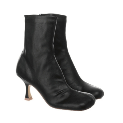 starkela新款网红女方头瘦腿短靴