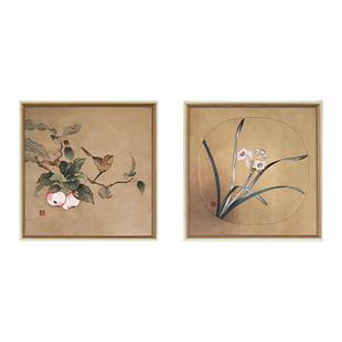 若奈 立体刺绣《灵鸟》《郡兰》古董框好寓意挂画客厅卧室玄关画