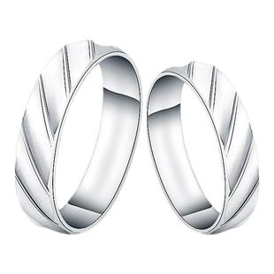 925银戒指 闭口男女简约个性礼物创意情侣对戒 斜纹指环饰品刻字