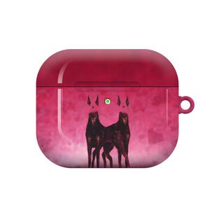 欧美复古恶魔犬杜宾小众潮流艺术粉适用于AirPods3代耳机壳AirPodsPro代/一代保护套光面硬壳AirPods4代