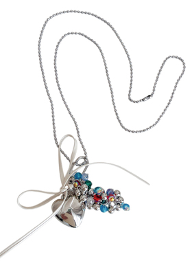 甜酷蝴蝶结爱心长款项链女小众