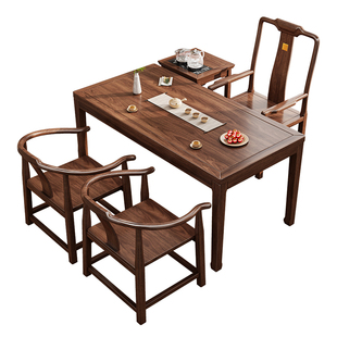 新中式乌金木阳台茶桌椅组合办公家用小户型客厅实木禅意干泡茶台