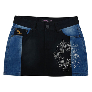 亚亚早古千禧美系Gal复古街头休闲拼色重工星星烫钻牛仔超短裙