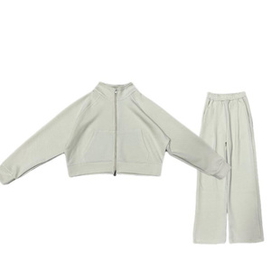 洋气两件套 纯色立领卫衣宽松直筒卫裤 女春秋新款 韩国休闲运动套装