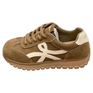 真皮老爹鞋女2025年秋季轻便复古德训鞋厚底增高显瘦运动休闲女鞋