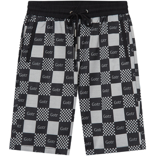 BM棋盘格子印花美式短裤男夏季2024新款沙滩潮牌男士高端休闲裤子