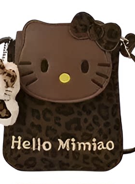 新款豹纹猫咪可爱迷你斜挎手机包
