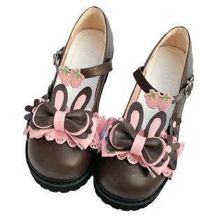 萌卡酱Lolita原创兔啵啵可爱学生制服鞋单鞋低跟平底小皮鞋lo鞋子