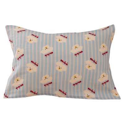 条纹小狗儿童枕巾纯棉a类