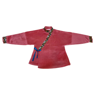 十里七巷 松萝 松石绿火龙果色曲领直领对交穿弓袋袖汉服大衣外套