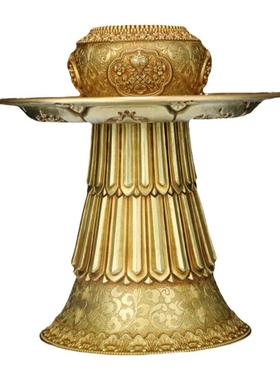 黄铜高脚贡碗八吉祥复古玉瓷供盘