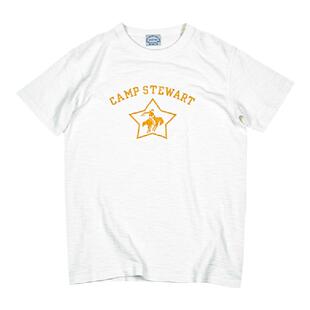 小溪复古咔叽印花圆领纯棉白色t恤短袖男夏季美式潮流宽松大码